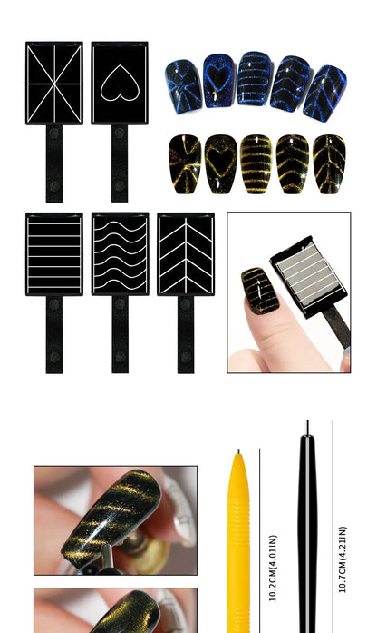 Magnetic Nail Art Wand Pen Set – 3D Cat Eye Gel Magnet Tool for UV Gel Polish & Magic Manicure Designs