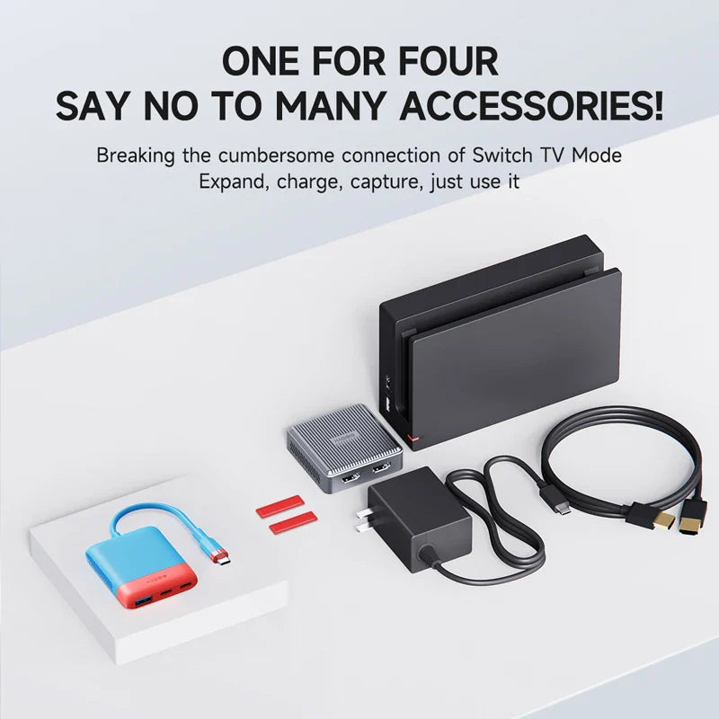Hagibis Switch Video Capture Card & Portable TV Dock – Gaming Hub for Nintendo Switch 1/2/OLED, Live Streaming Adapter for Laptop & iPhone 17 Pro