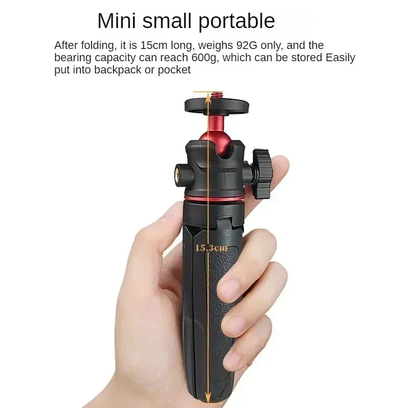 MT-08 Mini Extendable Desktop Tripod – Handheld Photography Stand with Flexible Ballhead & 1/4" Screw Mount for Selfies
