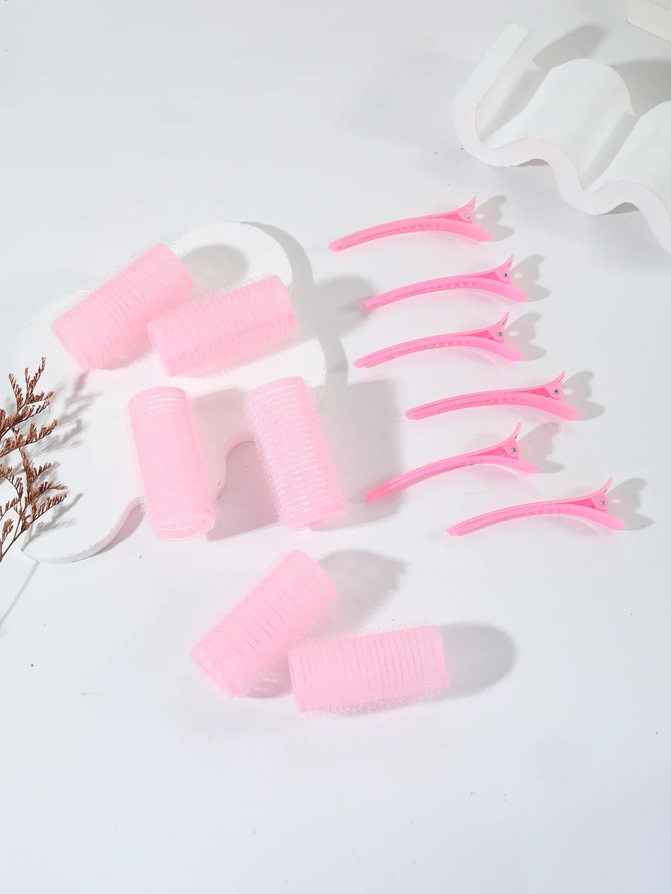 12pcs Air Bar Curling Iron Tube Set – Self-Adhesive Hair Rollers & Bangs Clips for Styling Real Hair & Wigs