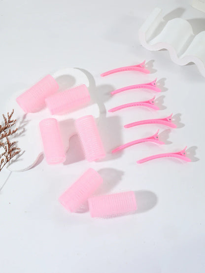 12pcs Air Bar Curling Iron Tube Set – Self-Adhesive Hair Rollers & Bangs Clips for Styling Real Hair & Wigs