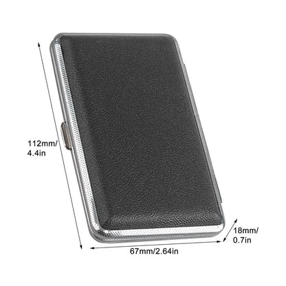 Portable Leather Cigarette Case - 20-Stick Slim Metal Frame Holder for Cigarettes and Cigars