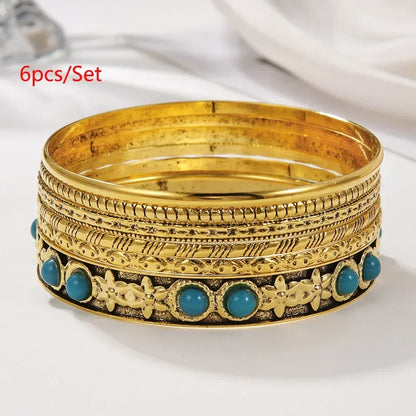 12Pcs Punk Curb Cuban Chain Bracelet Set for Women – Gold Miami Boho Thick Charm Bangles Fashion Jewelry