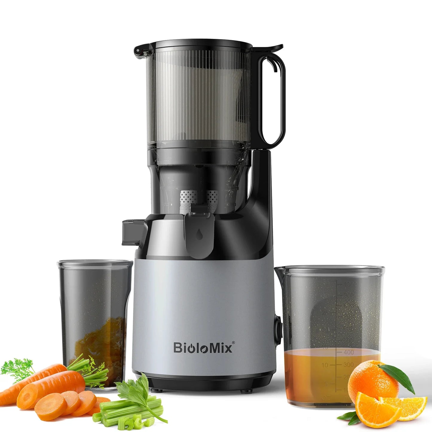 BioloMix Cold Press Juicer — 130mm Feed Chute, Whole Fruit & Veg, High Yield BPA-Free Slow Masticating Juicer