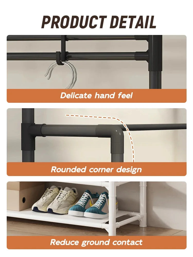Multi-Layer Shoe Rack & Hat Hanger – Simple Floor Organizer with Load-Bearing Shelf for Shoes & Hats