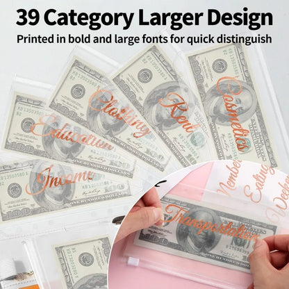 PU Leather Budget Binder with Cash Envelopes – A6 Planner Organizer, Zip Pockets for Saving Money, Small French Budget Pouch