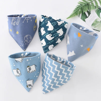 5PCS Baby Saliva Towels – Triangle Cotton Bandana Bibs, Waterproof and Absorbent Scarf for Newborn Boys & Girls