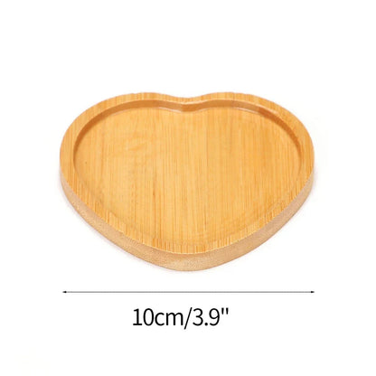 Mini Bamboo Tray Coaster – Wooden Saucer Plate for Flower Pots, Cups, and Coffee, Creative Kitchen & Home Decor Mat