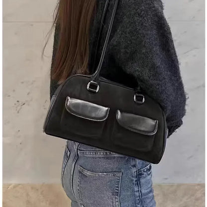 Korean Xu Yunzhen Sane Style Bowling Bag — Oil Boston Tote Underarm Bag for Women