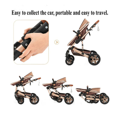 3-in-1 Baby Stroller Travel System – Foldable Newborn Pram with Isofix Base & Reversible Carriage