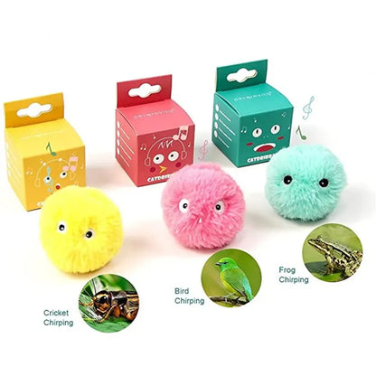 Interactive Smart Cat Toy Ball: Plush Electric Catnip Training Toy with Touch Sounding - Pet Product Squeak Toy for Kittens