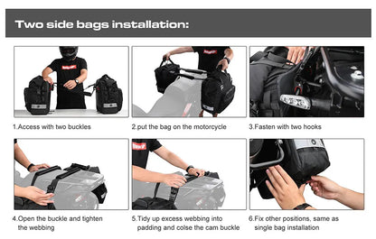 Rhinowalk Motorcycle Saddlebag 20L-30L – Universal Side Bag with Removable 100% Waterproof Inner Liner for Travel Motorbike Luggage
