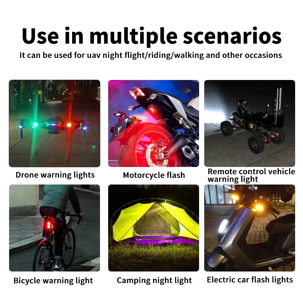 USB LED Motorcycle & Drone Strobe Light | Anti-Collision Mini Flashing Warning Signal | Night Flying Bike & Aircraft Light