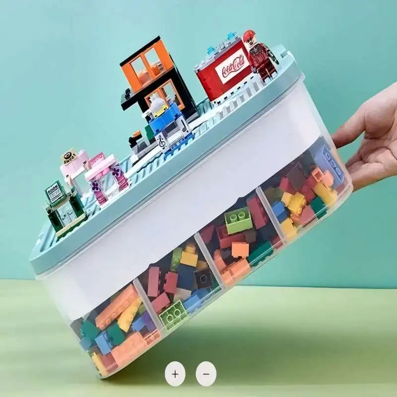 Stackable Kids Building Blocks Storage Box with Handle – Adjustable Organizer for Toys, Cosmetics & Sundries