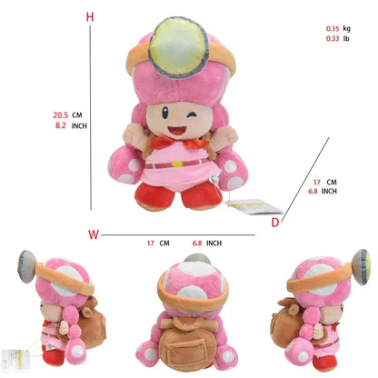 Mario Bros Plush Toys — Yellow, Blue, Red & Green Toad Toadette Stuffed Dolls | Soft Toys Birthday Gift for Kids