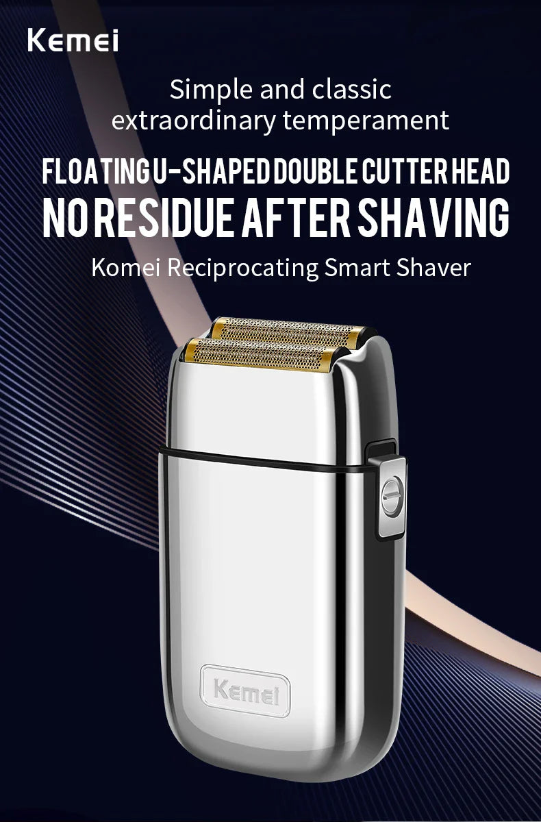 Kemei TX1 Rechargeable Electric Shaver for Men – Metal Housing Hair & Beard Razor, Bald Shaving Machine, Fade Finishing