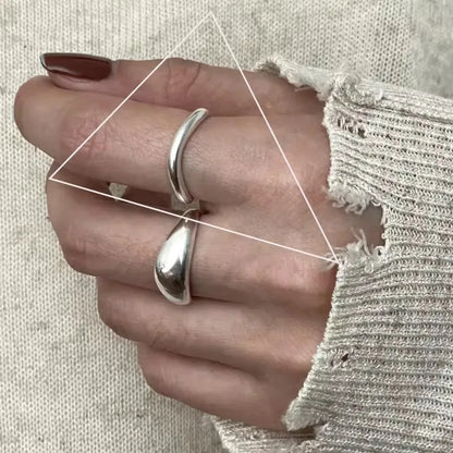 VENTFILLE 925 Sterling Silver Adjustable Ring – Vintage Hollow Line Punk Hip Hop Couple Jewelry