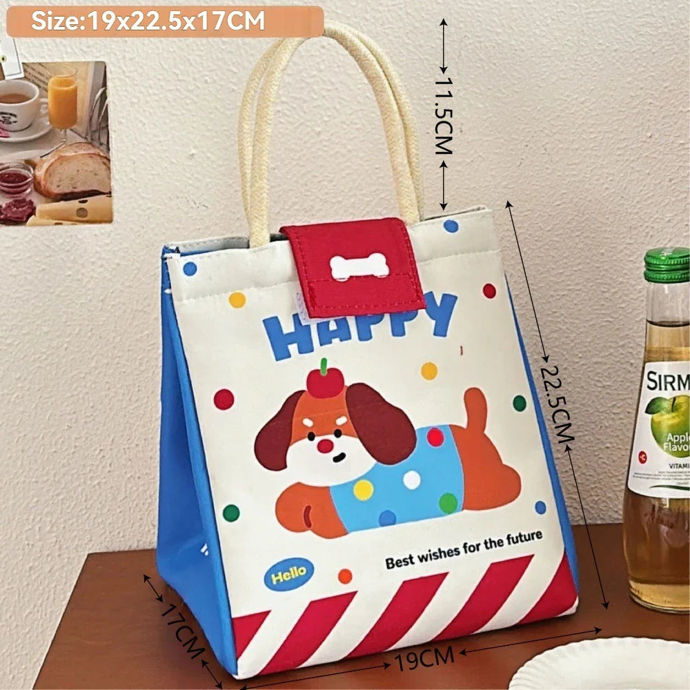 Cute Bento Lunch Bag – Large Capacity Insulated Tote for Office Workers, Students, and Fresh-Keeping Meals