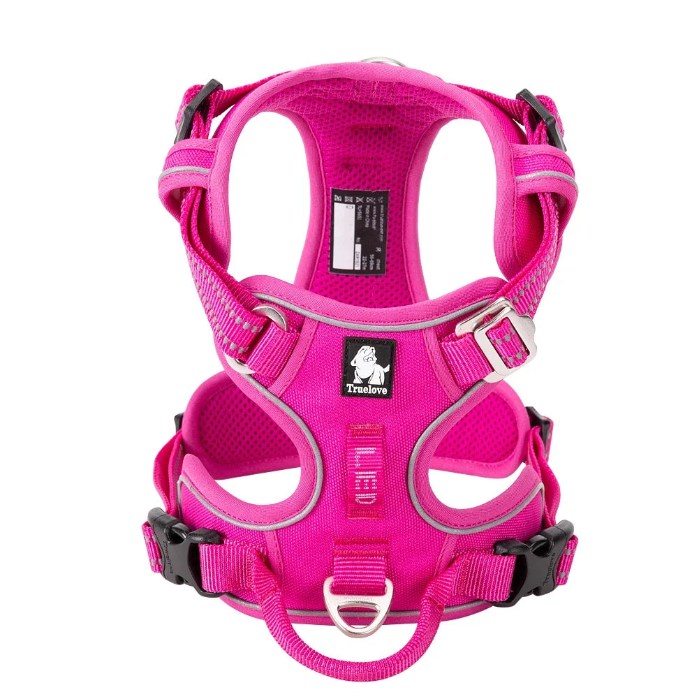 TRUE LOVE TLH5654 Reflective No-Pull Adjustable Nylon Dog Harness Step-In Comfortable Control Pet Walking Harness