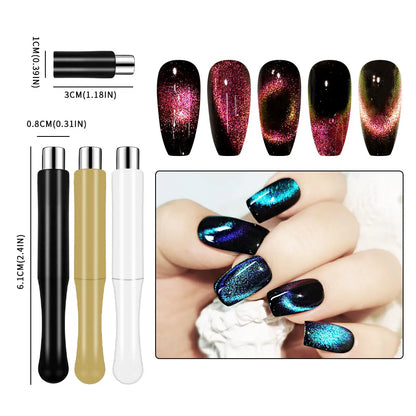 Magnetic Nail Art Wand Pen Set – 3D Cat Eye Gel Magnet Tool for UV Gel Polish & Magic Manicure Designs