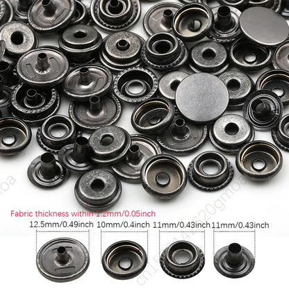 10mm, 12.5mm & 15mm Stainless Steel Snap Fasteners – Sewing Buttons for Clothing, Jackets & Leather Crafts