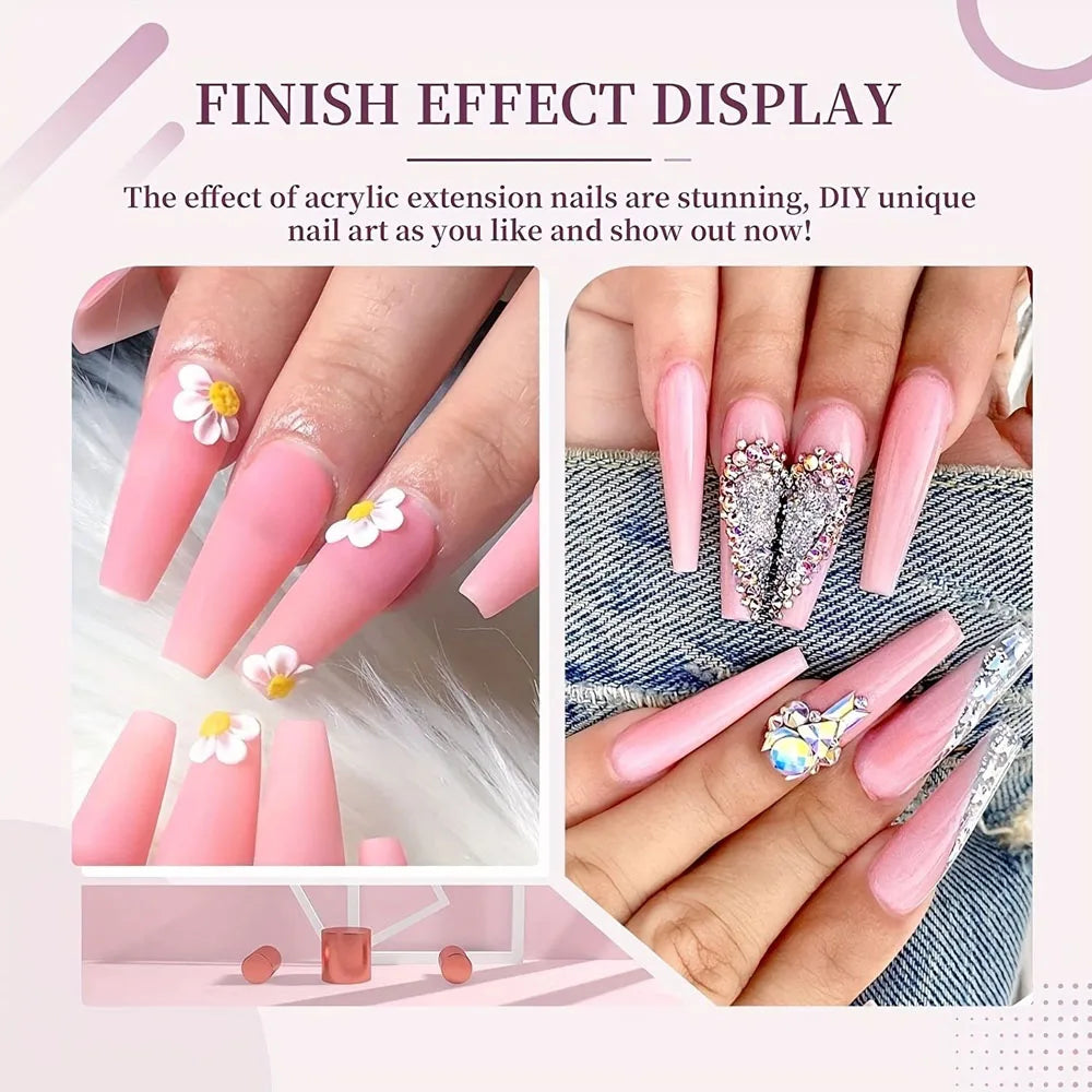 50g/100g Bulk Nude Acrylic Powder - 4-in-1 Solid Crystal Colors for Nail Extension, Dipping & Engraving, Acrylic Monomer