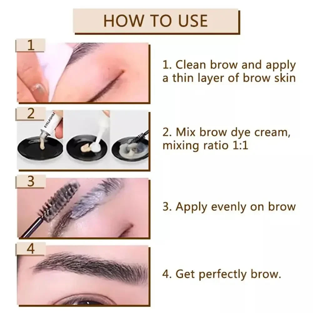15-Minute Fast Henna Eyelash & Eyebrow Dye Tint Kit – Professional Easy Dye Gel in Brown & Black for Perfect Eyebrows