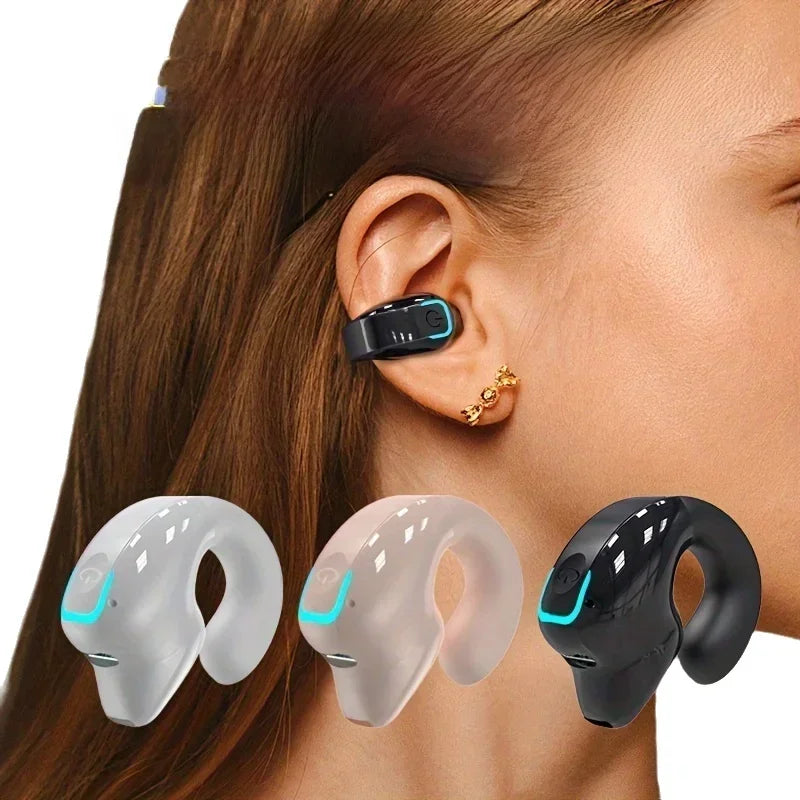 Ear Clip Wireless Bluetooth Earphones – Bone Conduction TWS Sport Headset with Mic, Noise Cancelling & High-Quality Sound for Active Use