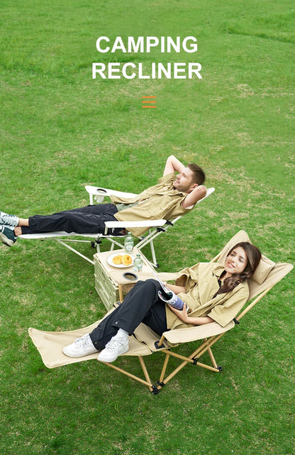 WESTTUNE 2-in-1 Reclining Camping Chair – Lightweight Folding Lounge Chair with Adjustable Backrest & Footrest for Beach