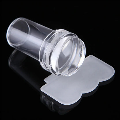Transparent Nail Art Stamper Kit - French Manicure Stamping Plate, Scraper & Polish Tools