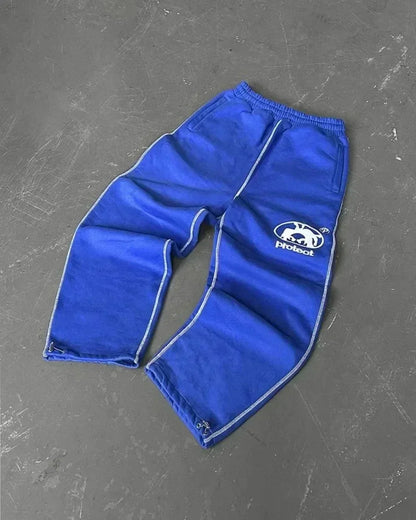 American Y2K Gothic Hip Hop Sweatpants for Men – Retro Double Layer Baggy Joggers with Elastic Waist