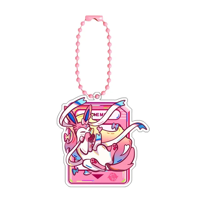 Pokémon Acrylic Keychain Set — Eevee, Pikachu, Gengar & Charizard Cartoon Pendant for Anime, Game Collection & Gift Toys
