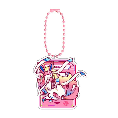 Pokémon Acrylic Keychain Set — Eevee, Pikachu, Gengar & Charizard Cartoon Pendant for Anime, Game Collection & Gift Toys