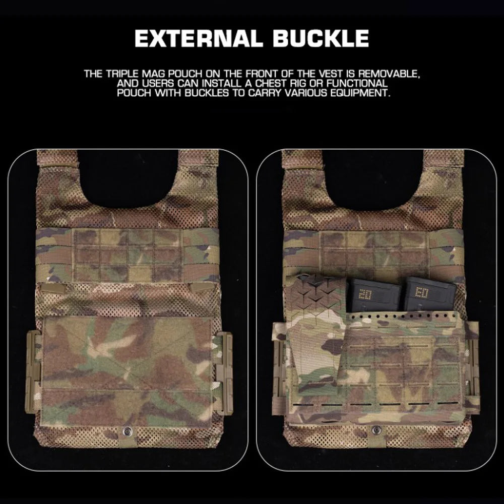 Tactical Vest LV119 Plate Carrier Set – Lightweight OTB Maritime Airsoft Hunting Vest with Underbelly Bag & Triple Mag Pouch