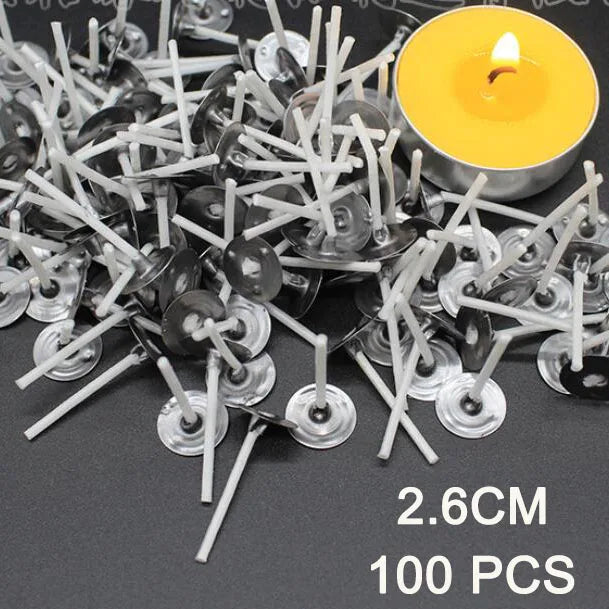 Smokeless Candle Wicks – Pre-Waxed Cotton Core with Metal Sustainer Tabs, 2.6-20cm for DIY Handmade Candle Making
