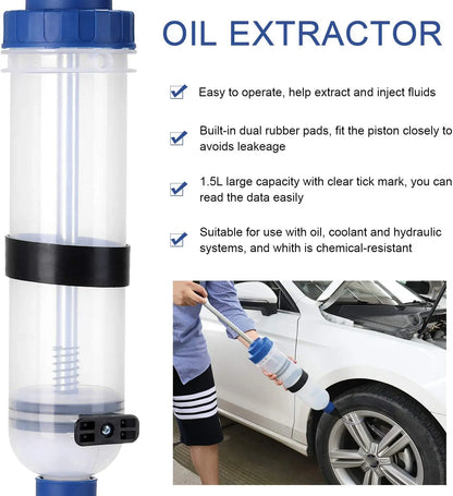 Car Oil & Brake Fluid Extractor – Manual Syringe Pump for Oil Change, Vacuum Suction, Fuel Transfer Hand Pump
