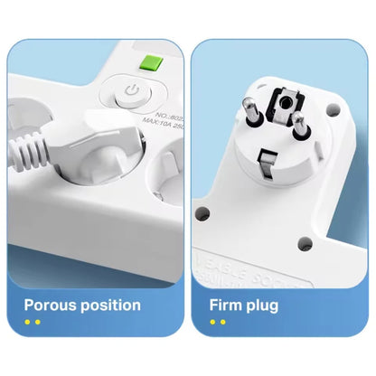 EU Plug Power Strip – 4 AC Outlets, 2 USB & 1 Type-C Ports with Independent Switch and Night Light