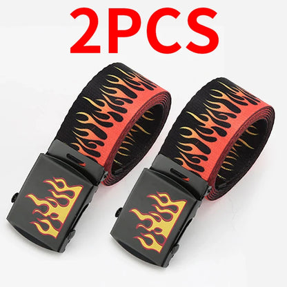 Punk Style Flame Belt – Trendy Hip-Hop Streetwear Accessory, Durable Unisex Fashion Decoration for Men & Women