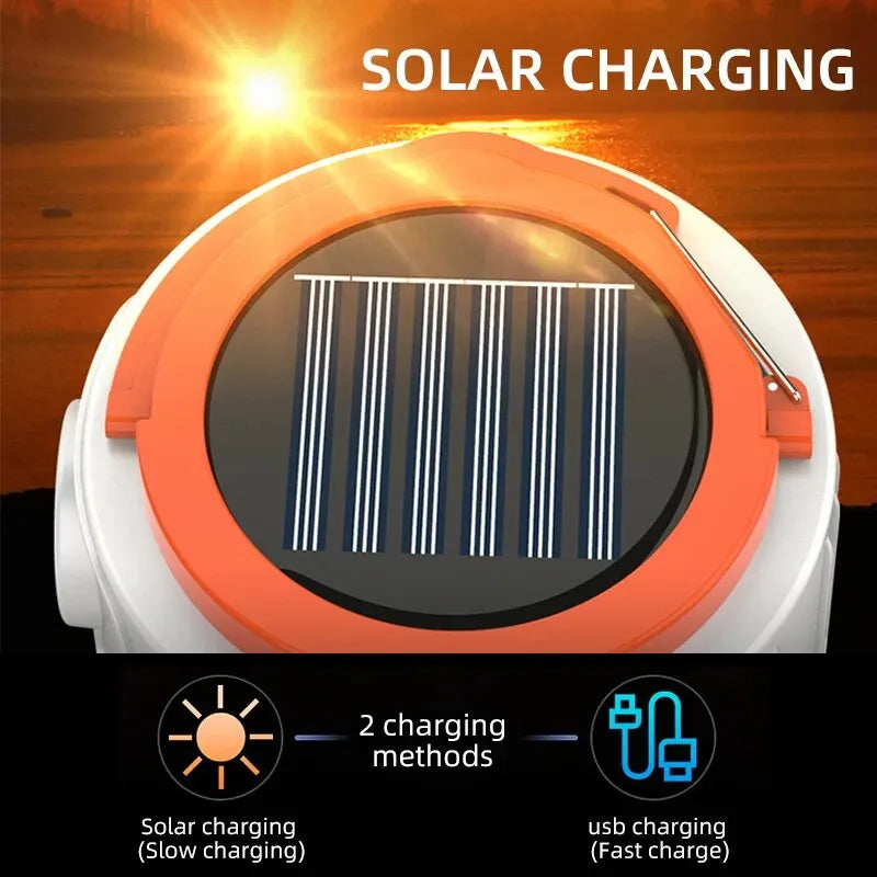Solar LED Camping Light Bulb - USB Rechargeable with 5 Lighting Modes - Tent Hanging Bulb for Outdoor Hiking and Emergency Outages