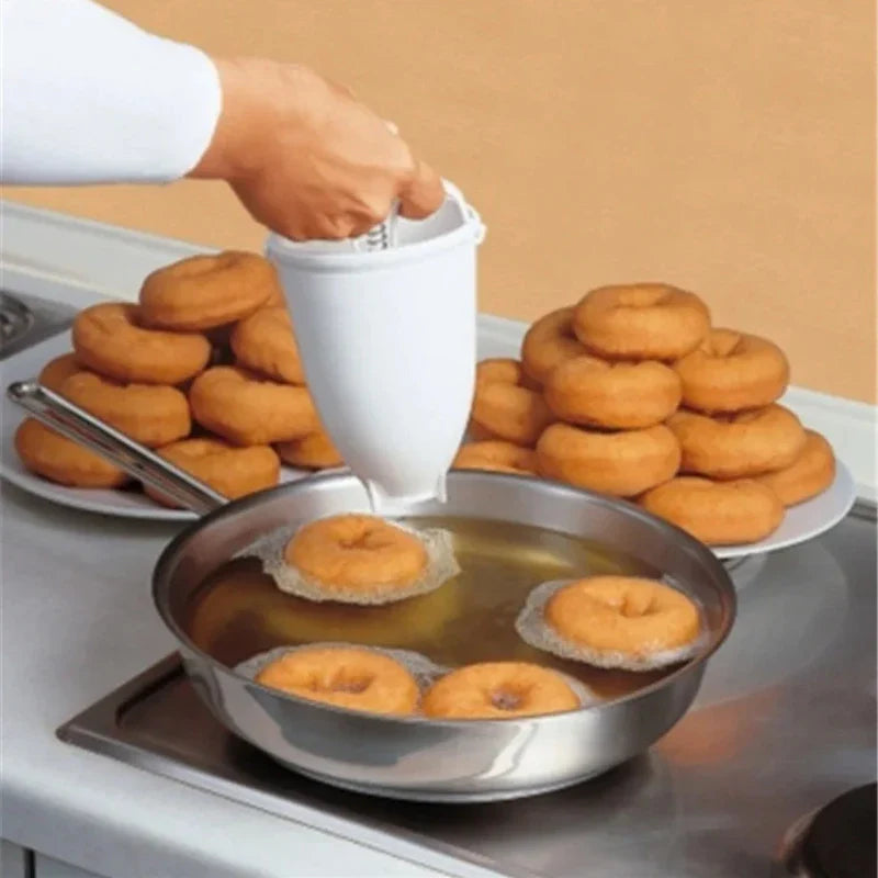 Manual Donut Maker Mold – Easy Fast Doughnut & Waffle Dispenser Machine for Home Baking, Lightweight Plastic Deep Fry Tool