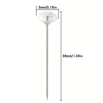 100/200PCS Diamond Rhinestone Sewing Pins – Straight Head Positioning Needles for DIY Crafts & Sewing Tool Accessories