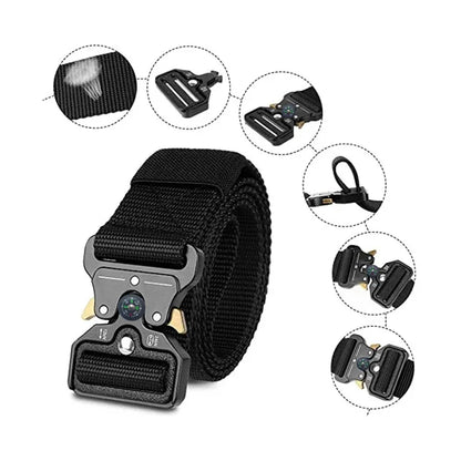 Men's Army Tactical Belt – Multifunctional Nylon Canvas Woven Belt for Outdoor Hunting, Mountaineering & Trouser Use