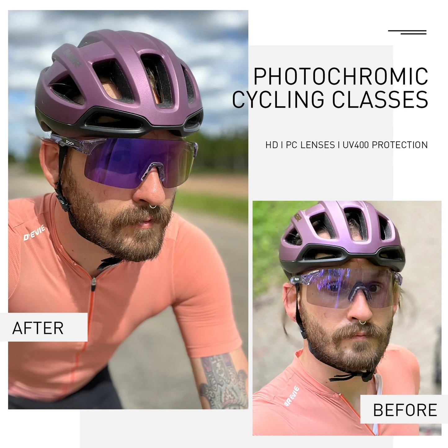 SCVCN Photochromic Sunglasses for Cycling & Outdoor Sports - Men & Women's MTB Climbing Eyewear, Driving Bicycle Goggles