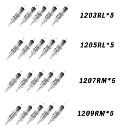 20/50PCS Transparent Tattoo Cartridge Needles — Disposable Sterilized RL RS M1 CM for Tattoo Machine Pen