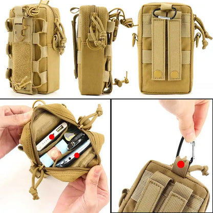 Molle EDC Pouch – Water Bottle & Canteen Carrier, Outdoor Sports Phone Holder, Camping & Hiking Waist Bag
