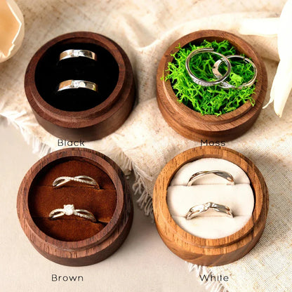 Custom Logo Wooden Ring Box – Engraved Walnut Wood Wedding & Engagement Box with Name & Date