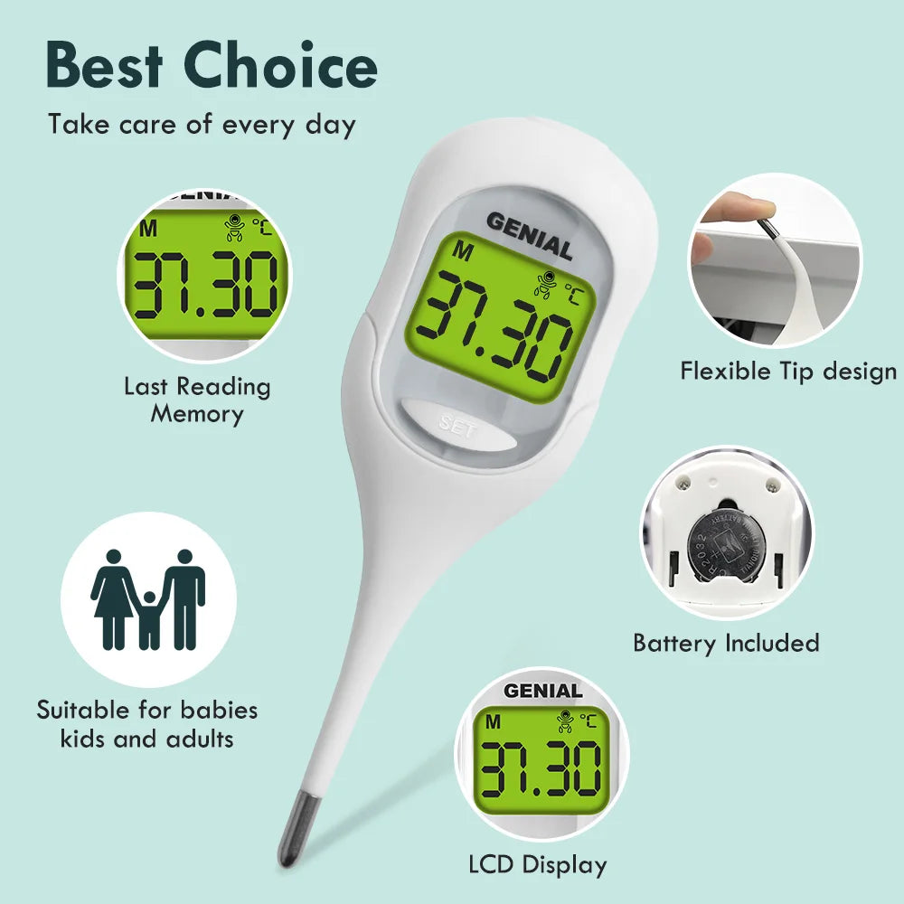 8-Sec Fast Digital Oral Thermometer – Accurate Fever Measurement for Adults, Kids, and Babies