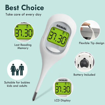 8-Sec Fast Digital Oral Thermometer – Accurate Fever Measurement for Adults, Kids, and Babies