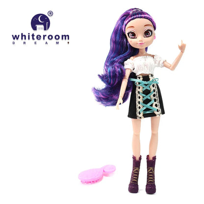 26cm BJD Doll for Girls – Purple Hair Fashion Princess with Big Eyes & Accessories Gift