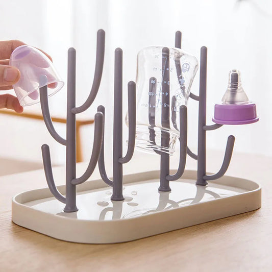 New Baby Bottle Dry Rack: Blue/Pink Bottle Drying Racks for Cleaning, Storage, and Draining - Convenient Dryer Drainer for Baby Bottles